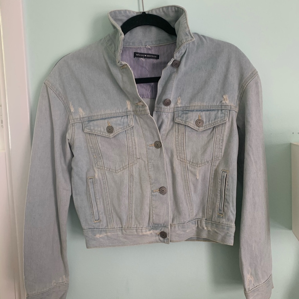 Light wash cropped denim jacket
